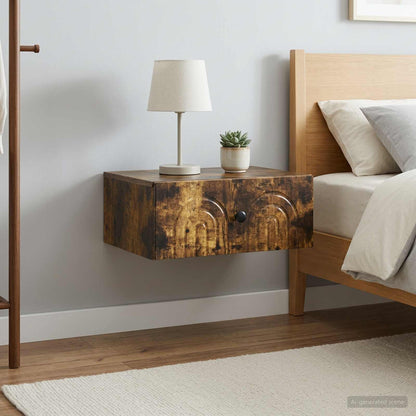 vidaXL Wall-Mounted Bedside Cabinet 2 pcs Smoked Oak 49 x 34.5 x 20 cm