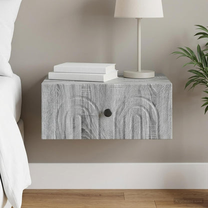 vidaXL Wall-Mounted Bedside Cabinet Grey Sonoma 49 x 34.5 x 20 cm