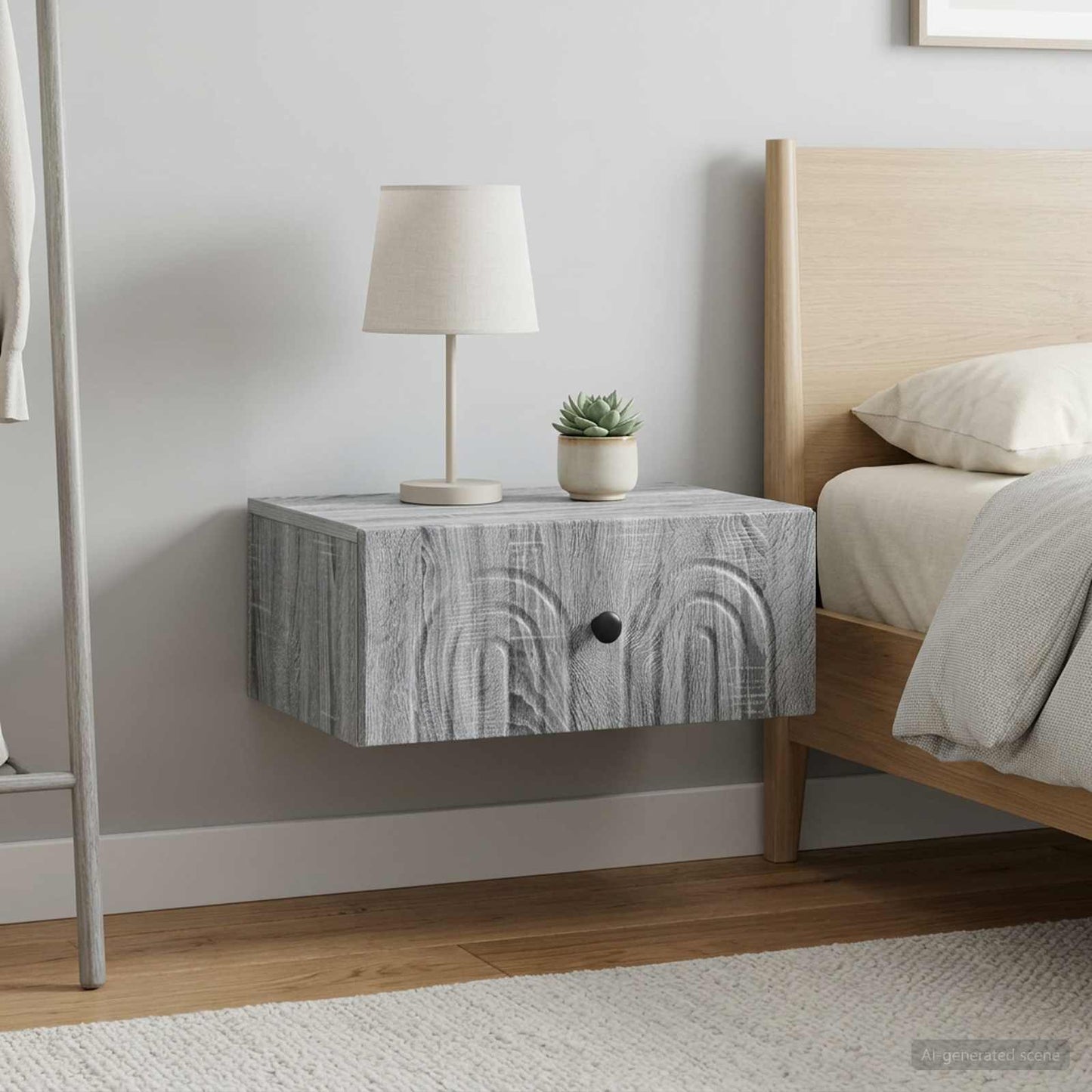 vidaXL Wall-Mounted Bedside Cabinet 2 pcs Grey Sonoma Engineered Wood