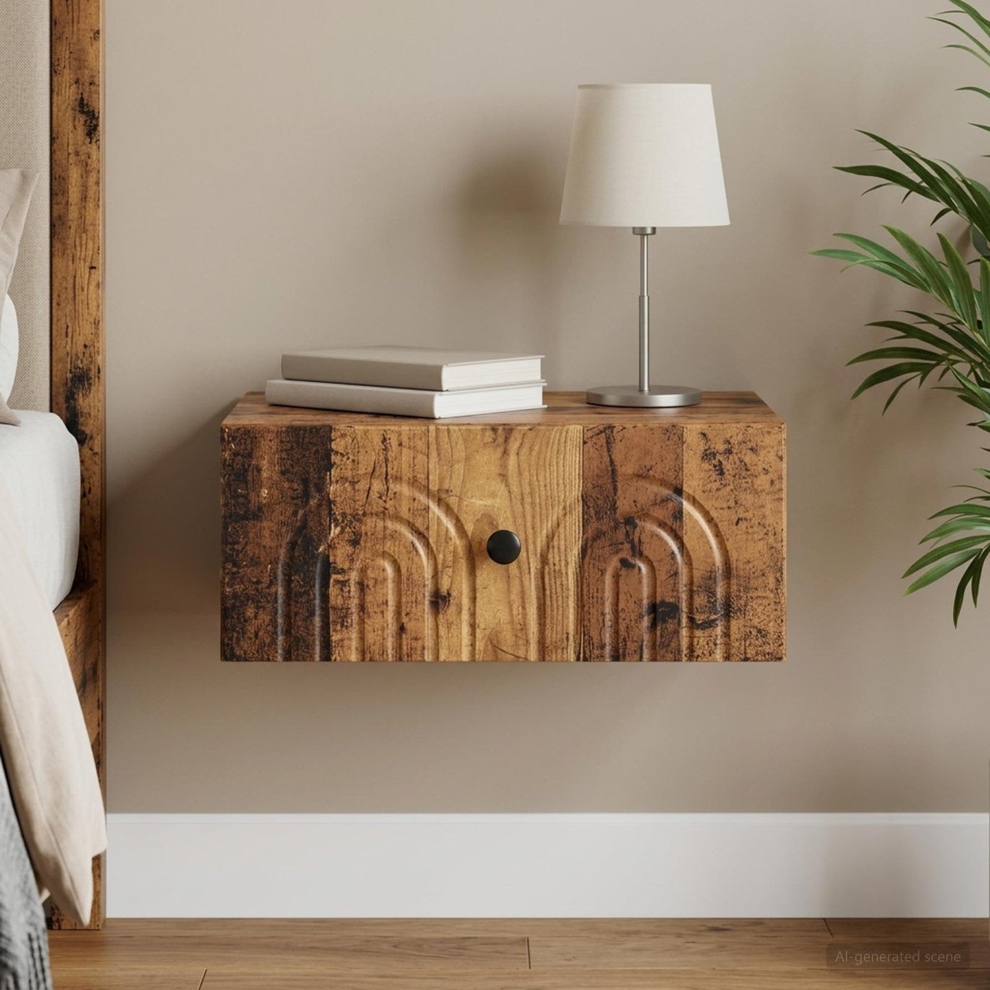vidaXL Wall-Mounted Bedside Cabinet Old Wood 49 x 34.5 x 20 cm