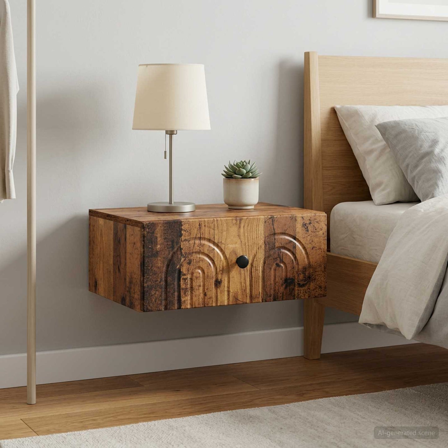 vidaXL Wall-Mounted Bedside Cabinet 2 pcs Old Wood 49 x 34.5 x 20 cm