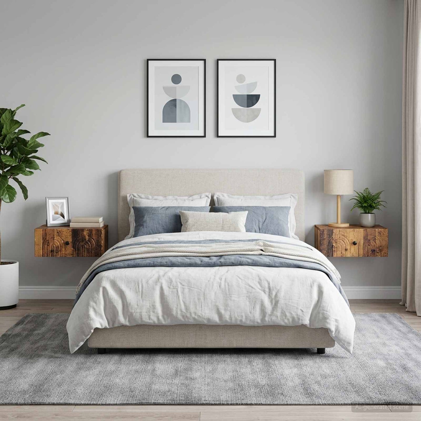 vidaXL Wall-Mounted Bedside Cabinet 2 pcs Old Wood 49 x 34.5 x 20 cm