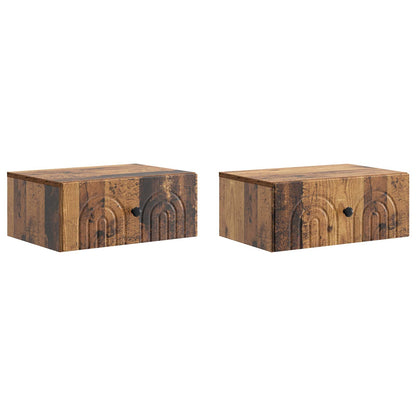 vidaXL Wall-Mounted Bedside Cabinet 2 pcs Old Wood 49 x 34.5 x 20 cm