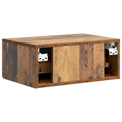 vidaXL Wall-Mounted Bedside Cabinet 2 pcs Old Wood 49 x 34.5 x 20 cm
