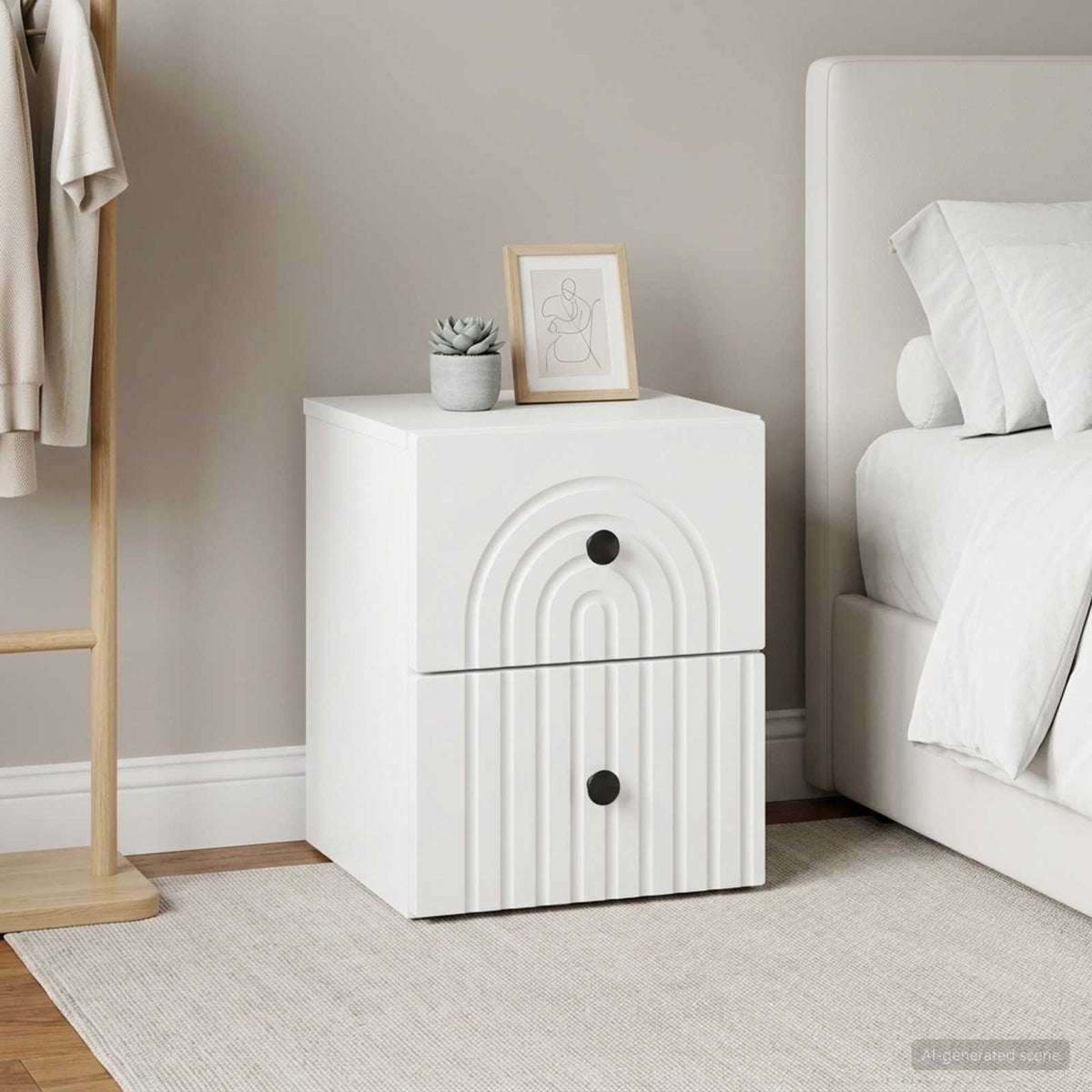 vidaXL Wall-Mounted Bedside Cabinet 2 pcs White 33 x 34.5 x 40 cm
