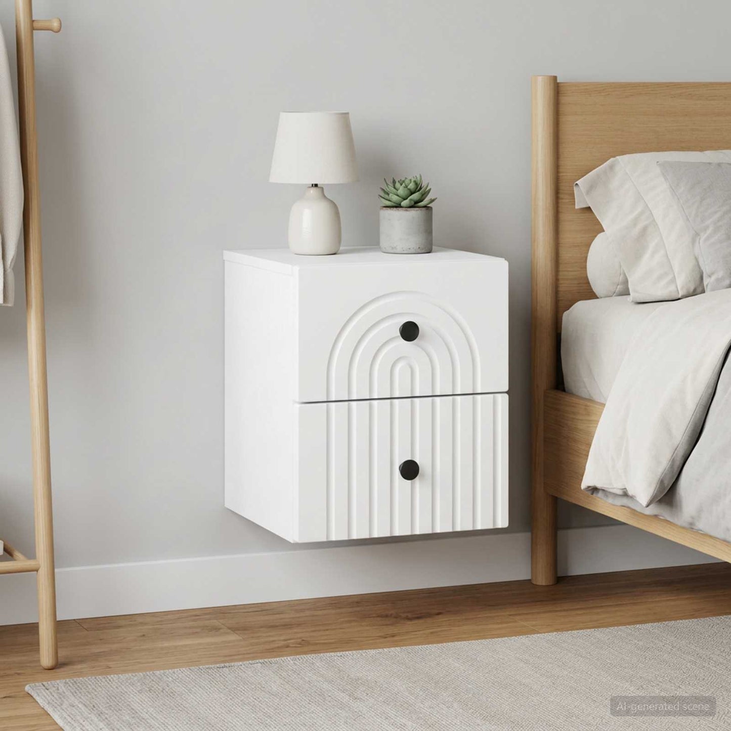 vidaXL Wall-Mounted Bedside Cabinet 2 pcs White 33 x 34.5 x 40 cm