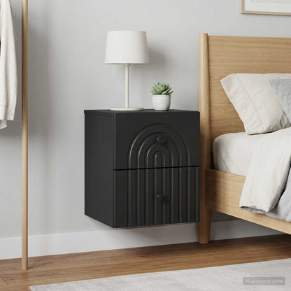 vidaXL Wall-Mounted Bedside Cabinet 2 pcs Black 33 x 34.5 x 40 cm