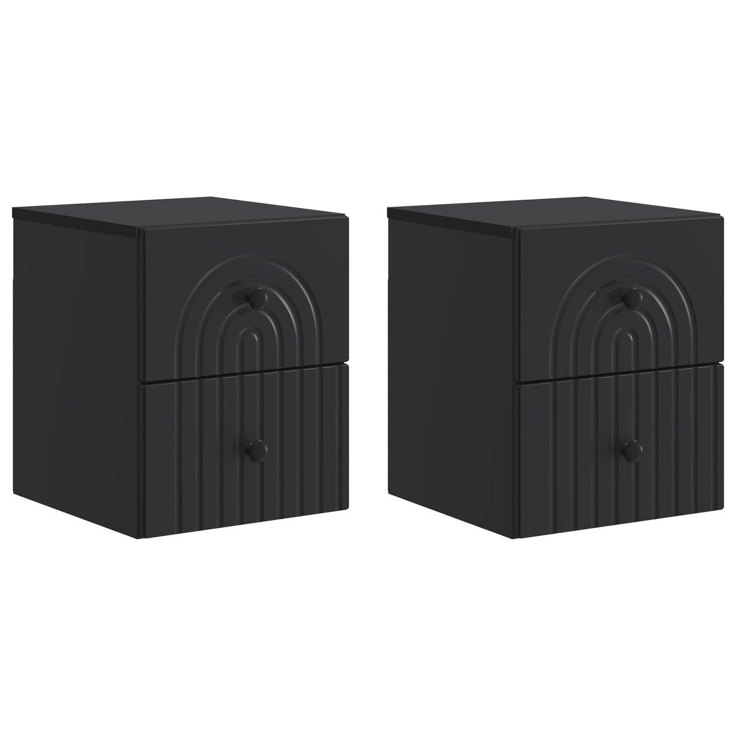 vidaXL Wall-Mounted Bedside Cabinet 2 pcs Black 33 x 34.5 x 40 cm