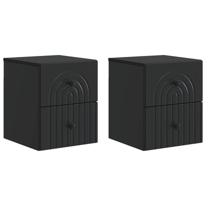 vidaXL Wall-Mounted Bedside Cabinet 2 pcs Black 33 x 34.5 x 40 cm