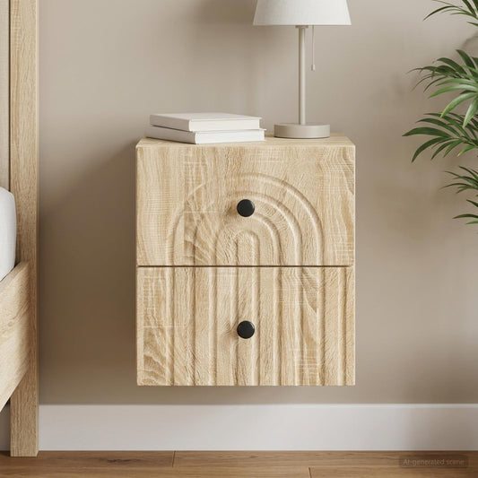 vidaXL Wall-Mounted Bedside Cabinet Sonoma Oak 33 x 34.5 x 40 cm