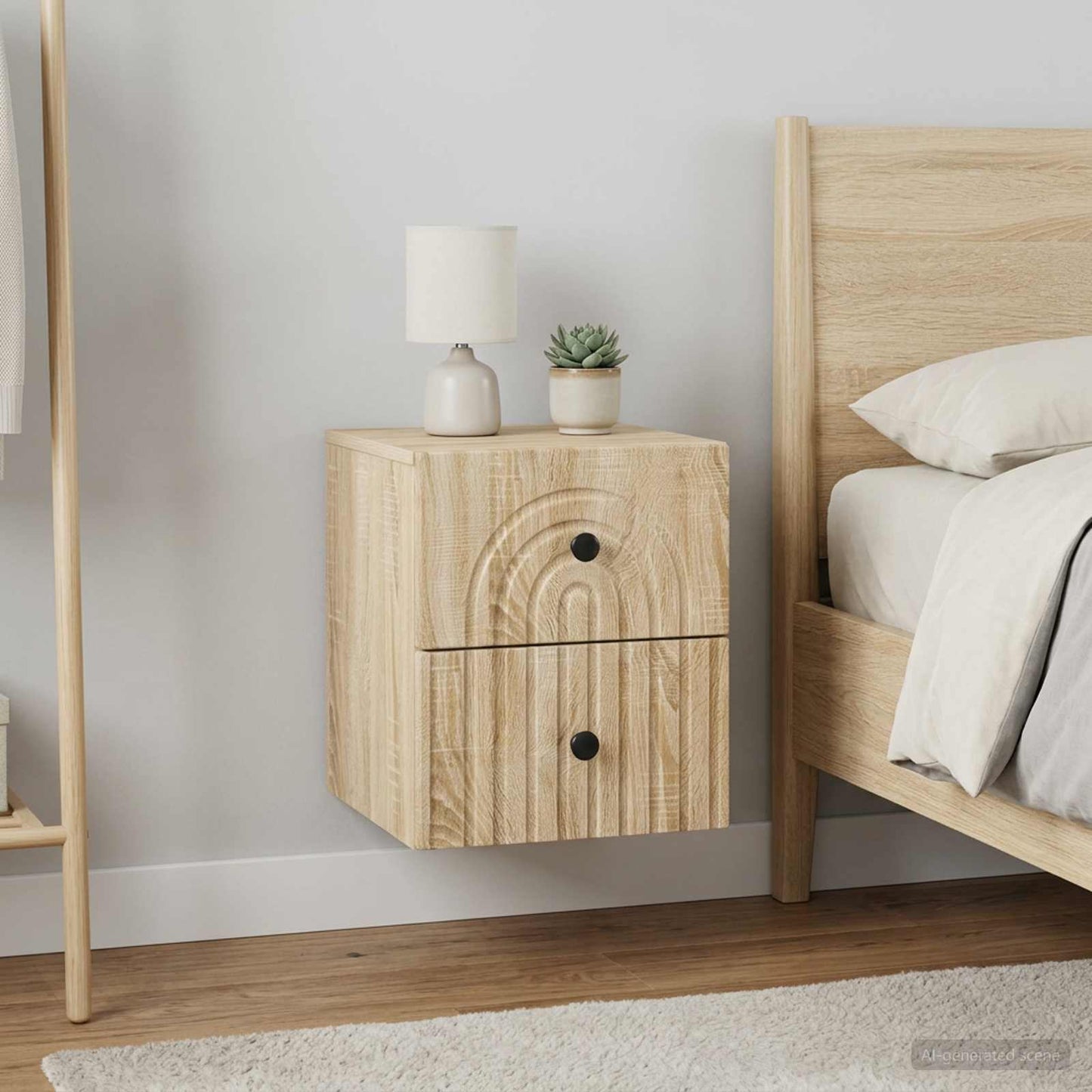 vidaXL Wall-Mounted Bedside Cabinet 2 pcs Sonoma Oak 33 x 34.5 x 40 cm