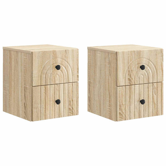 vidaXL Wall-Mounted Bedside Cabinet 2 pcs Sonoma Oak 33 x 34.5 x 40 cm