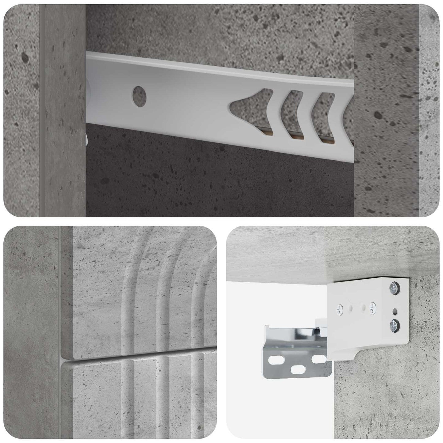 vidaXL Wall-Mounted Bedside Cabinet Concrete Grey 33 x 34.5 x 40 cm
