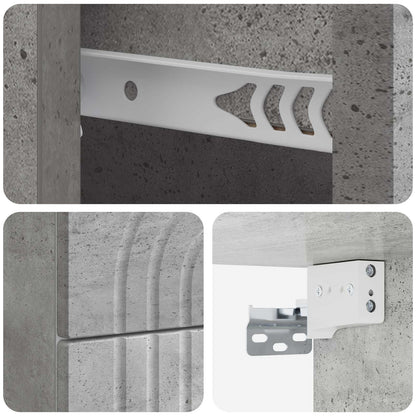 vidaXL Wall-Mounted Bedside Cabinet Concrete Grey 33 x 34.5 x 40 cm