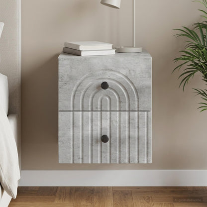 vidaXL Wall-Mounted Bedside Cabinet Concrete Grey 33 x 34.5 x 40 cm