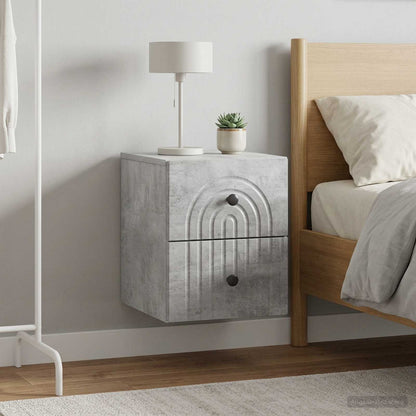 vidaXL Wall-Mounted Bedside Cabinet with Drawer 2 pcs Concrete Grey