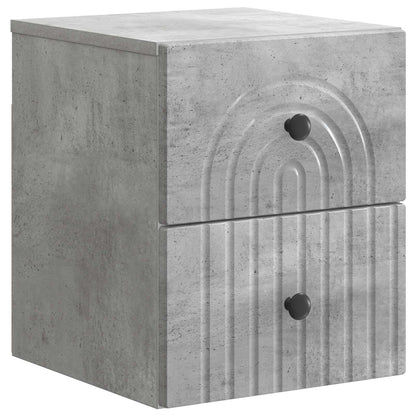 vidaXL Wall-Mounted Bedside Cabinet with Drawer 2 pcs Concrete Grey