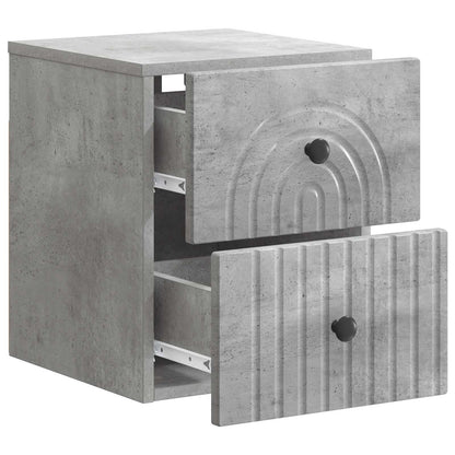 vidaXL Wall-Mounted Bedside Cabinet with Drawer 2 pcs Concrete Grey