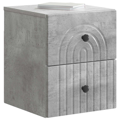 vidaXL Wall-Mounted Bedside Cabinet with Drawer 2 pcs Concrete Grey