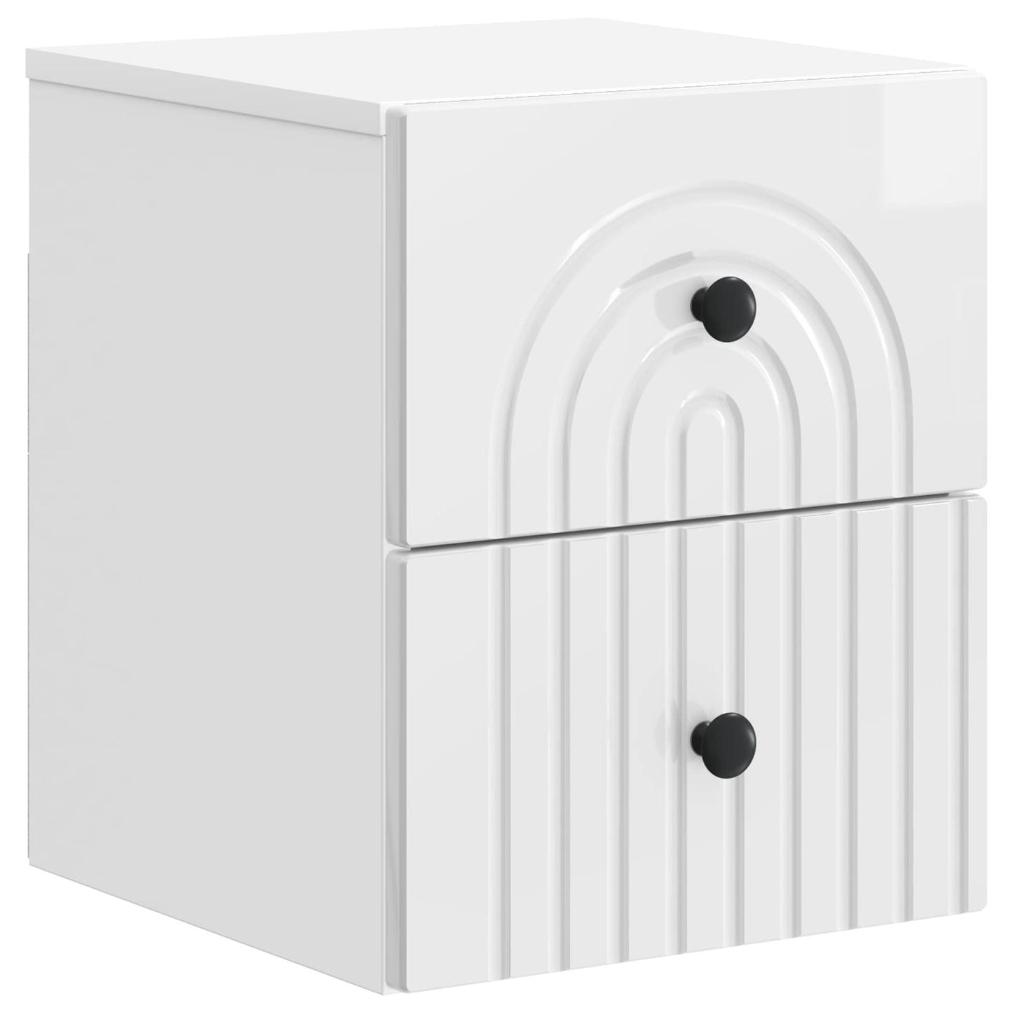 vidaXL Wall-Mounted Bedside Cabinet High Gloss White 33 x 34.5 x 40 cm
