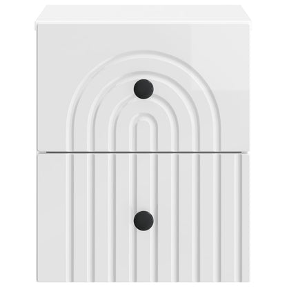 vidaXL Wall-Mounted Bedside Cabinet High Gloss White 33 x 34.5 x 40 cm