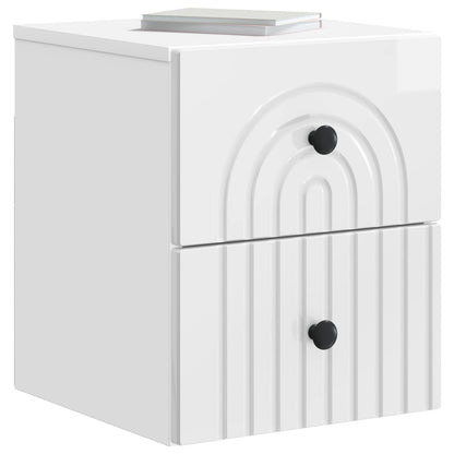 vidaXL Wall-Mounted Bedside Cabinet High Gloss White 33 x 34.5 x 40 cm