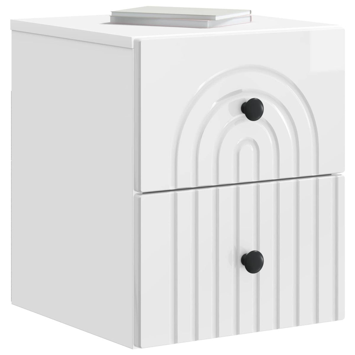 vidaXL Wall-Mounted Bedside Cabinet High Gloss White 33 x 34.5 x 40 cm