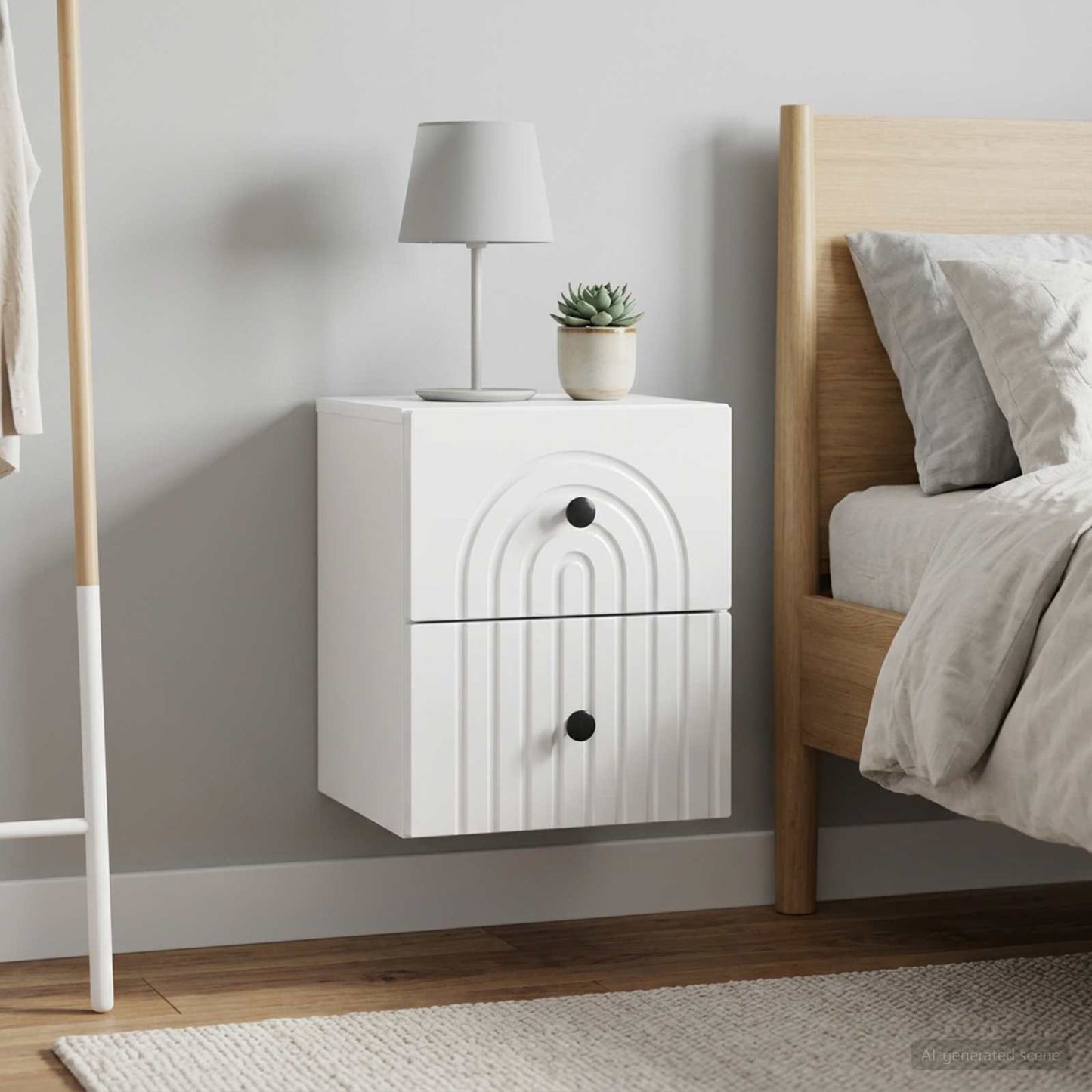 vidaXL Wall-Mounted Bedside Cabinet with Drawer 2 pcs High Gloss White