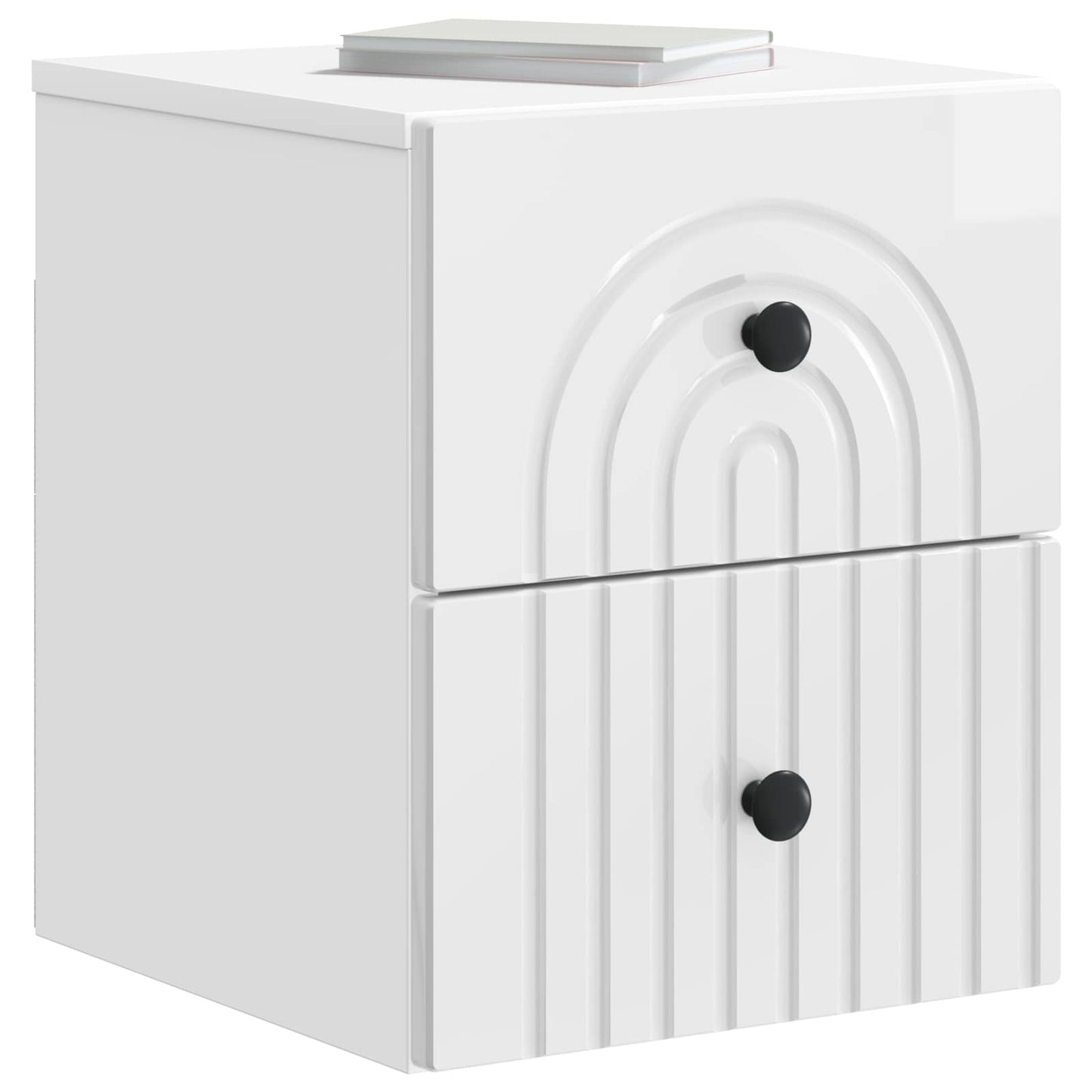 vidaXL Wall-Mounted Bedside Cabinet with Drawer 2 pcs High Gloss White