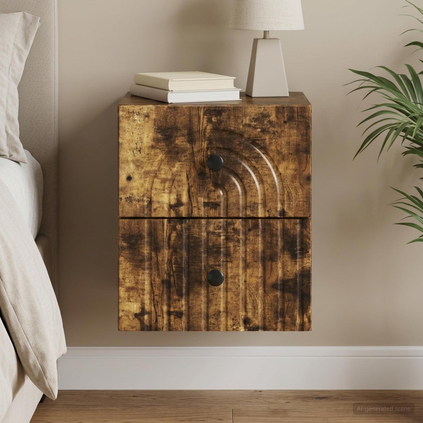 vidaXL Wall-Mounted Bedside Cabinet Smoked Oak 33 x 34.5 x 40 cm