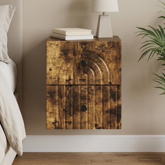 vidaXL Wall-Mounted Bedside Cabinet Smoked Oak 33 x 34.5 x 40 cm