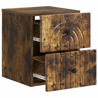 vidaXL Wall-Mounted Bedside Cabinet Smoked Oak 33 x 34.5 x 40 cm