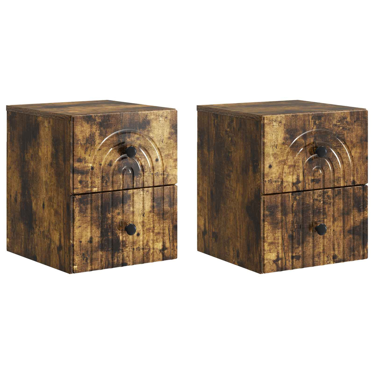 vidaXL Wall-Mounted Bedside Cabinet 2 pcs Smoked Oak 33 x 34.5 x 40 cm