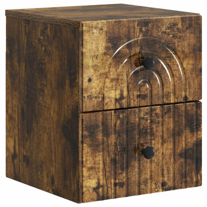 vidaXL Wall-Mounted Bedside Cabinet 2 pcs Smoked Oak 33 x 34.5 x 40 cm