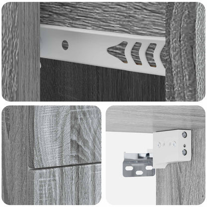 vidaXL Wall-Mounted Bedside Cabinet Grey Sonoma 33 x 34.5 x 40 cm