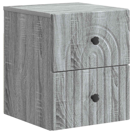 vidaXL Wall-Mounted Bedside Cabinet Grey Sonoma 33 x 34.5 x 40 cm