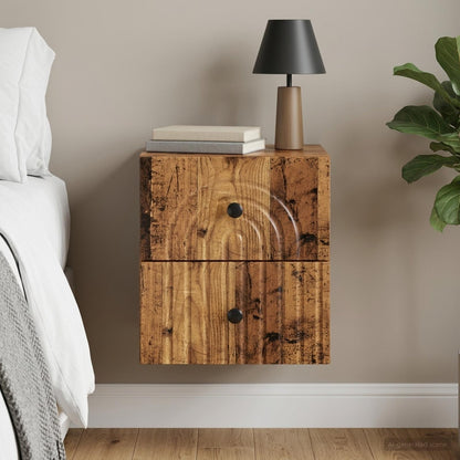 vidaXL Wall-Mounted Bedside Cabinet Old Wood 33 x 34.5 x 40 cm