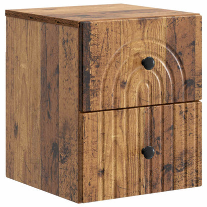 vidaXL Wall-Mounted Bedside Cabinet Old Wood 33 x 34.5 x 40 cm