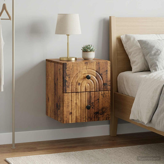 vidaXL Wall-Mounted Bedside Cabinet 2 pcs Old Wood 33 x 34.5 x 40 cm