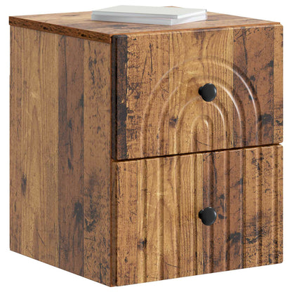 vidaXL Wall-Mounted Bedside Cabinet 2 pcs Old Wood 33 x 34.5 x 40 cm
