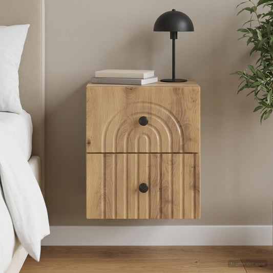 vidaXL Wall-Mounted Bedside Cabinet Artisan Oak 33 x 34.5 x 40 cm