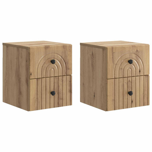 vidaXL Wall-Mounted Bedside Cabinet 2 pcs Artisan Oak
