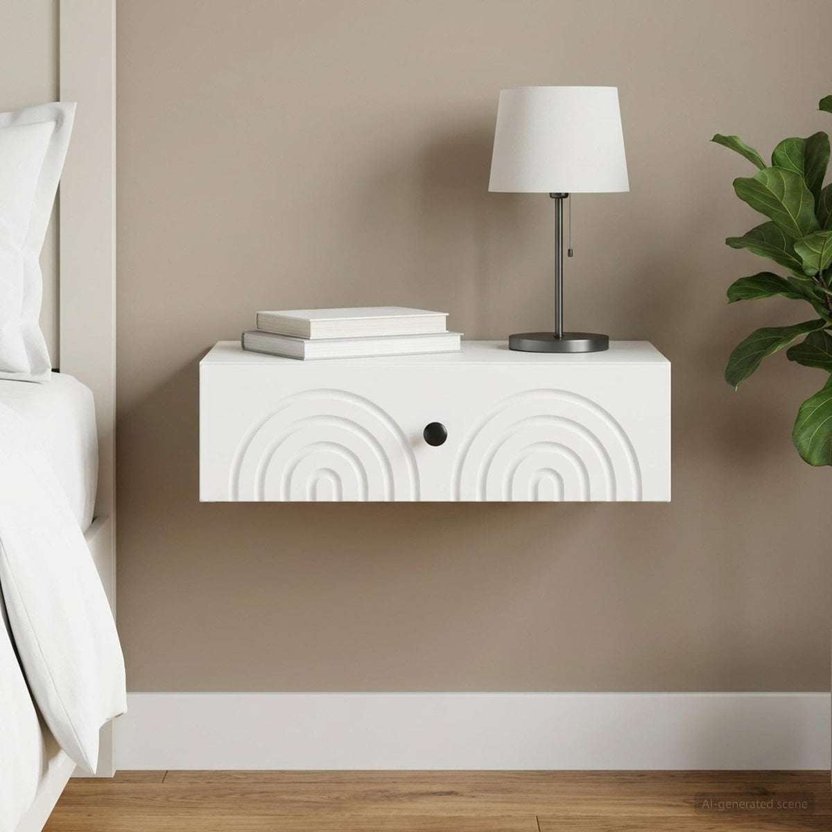 vidaXL Wall-Mounted Side Table 59 x 34.5 x 17 cm Engineered Wood White