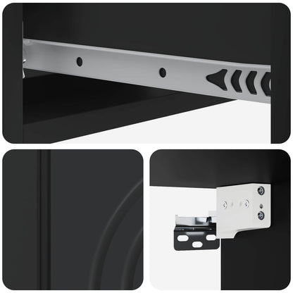 vidaXL Wall-Mounted Side Table Black 59 x 34.5 x 17 cm Engineered Wood
