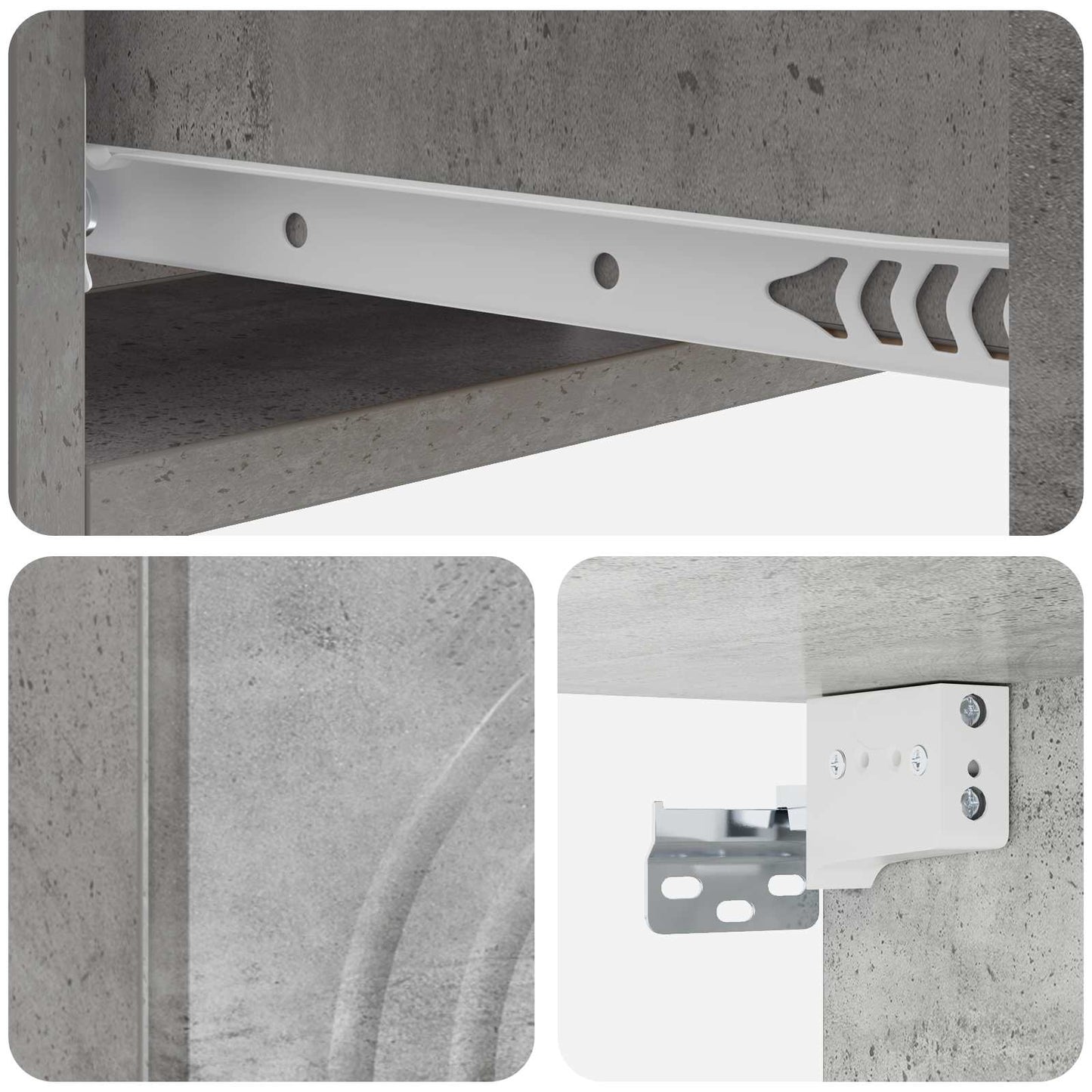 vidaXL Wall-Mounted Side Table Concrete Grey 59 x 34.5 x 17 cm