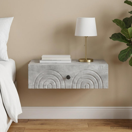 vidaXL Wall-Mounted Side Table Concrete Grey 59 x 34.5 x 17 cm