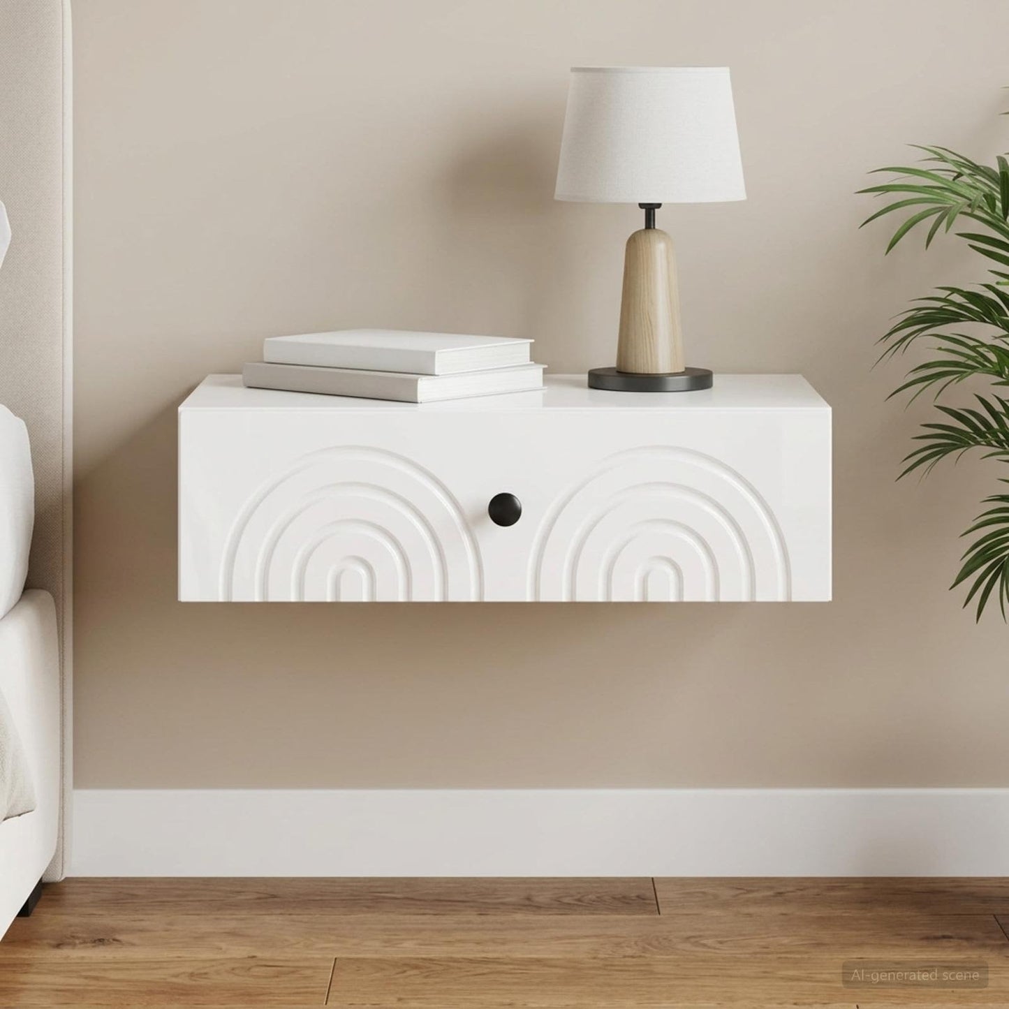 vidaXL Wall-Mounted Side Table High Gloss White 59 x 34.5 x 17 cm
