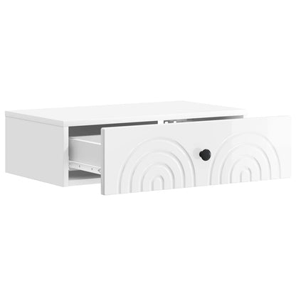 vidaXL Wall-Mounted Side Table High Gloss White 59 x 34.5 x 17 cm
