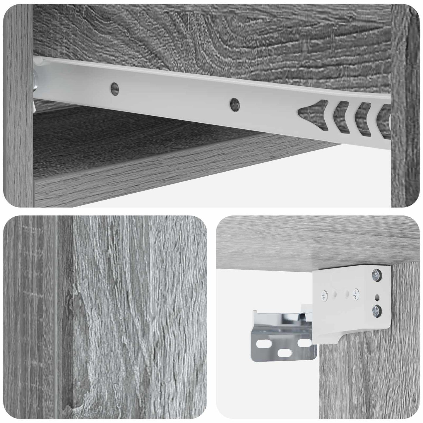 vidaXL Wall-Mounted Side Table Grey Sonoma 59 x 34.5 x 17 cm