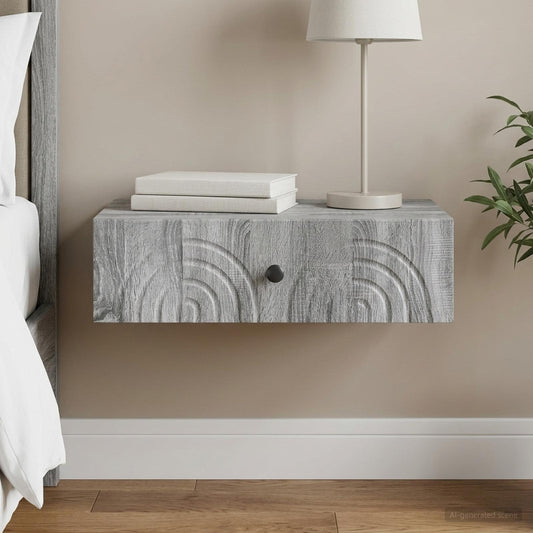 vidaXL Wall-Mounted Side Table Grey Sonoma 59 x 34.5 x 17 cm